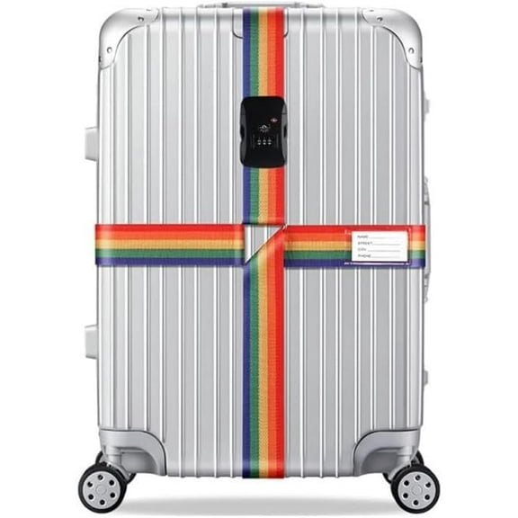 Woaeety  Heavy Duty Adjustable Luggage Straps for Suitcases, Easy to Identify Travel Belt Connector Holds Suitcase Together, Extends Life of Bag, Strap Connects Two Bags, Combination Lock