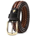 thumbnail image 1 of Woaeety Leather Braided Belts for Men, 1 3/8" Casual Woven Leather Belt for Men Jeans Golf Dress Pants with Gift Box, 1 of 8