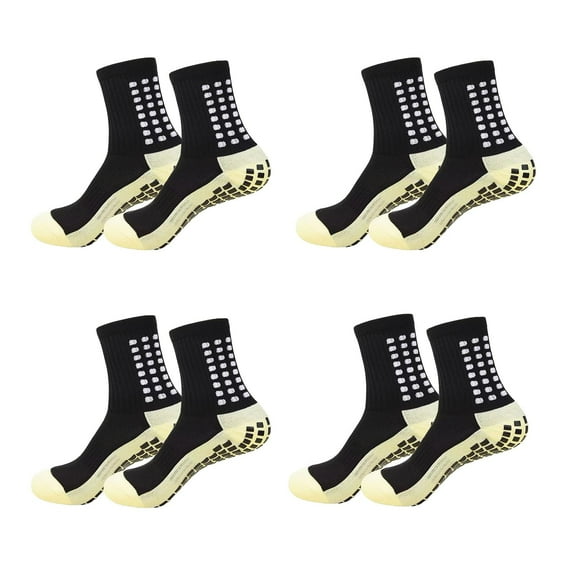 Woaeety Men's Soccer Socks Anti Slip Non Slip Grip Pads for Football Basketball Sports Grip Socks, 4 Pair