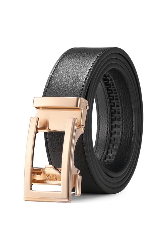 Ratchet Belt for Men, Mens Dress Belt Leather Automatic Adjustable Click Buckle Belts(1166JS-Black)