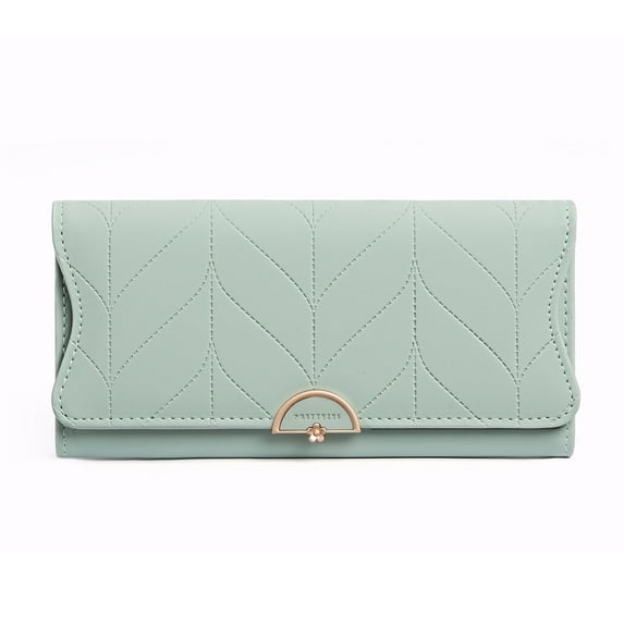 Woaeety Wallet for Women Leather Trifold RFID Blocking Wallet Card Holder Purse Clutch with Zipper Coin Pocket (Green)