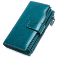 thumbnail image 1 of Woaeety Women Leather Wallets RFID Blocking Clutch Card Holder Ladies Purse with Zipper Pocket-Peacock blue, 1 of 8