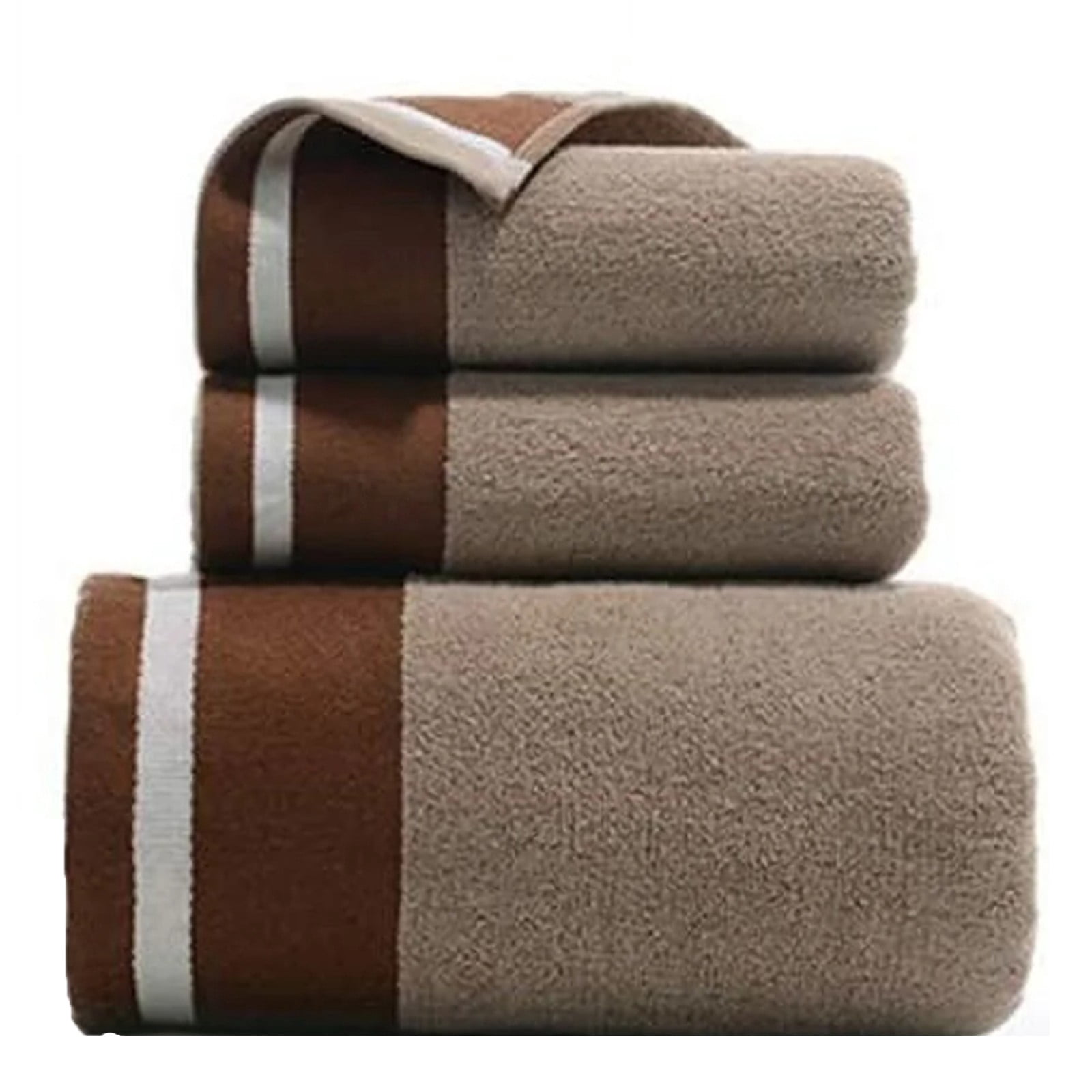 Woahu American Soft Linen Premium 3 Piece Towel Set,1 Bath Towel 1 Hand Towel 1 Washcloth,,600 Gsm 100% Cotton Turkish Towels for Bathroom, Brown Towel Set