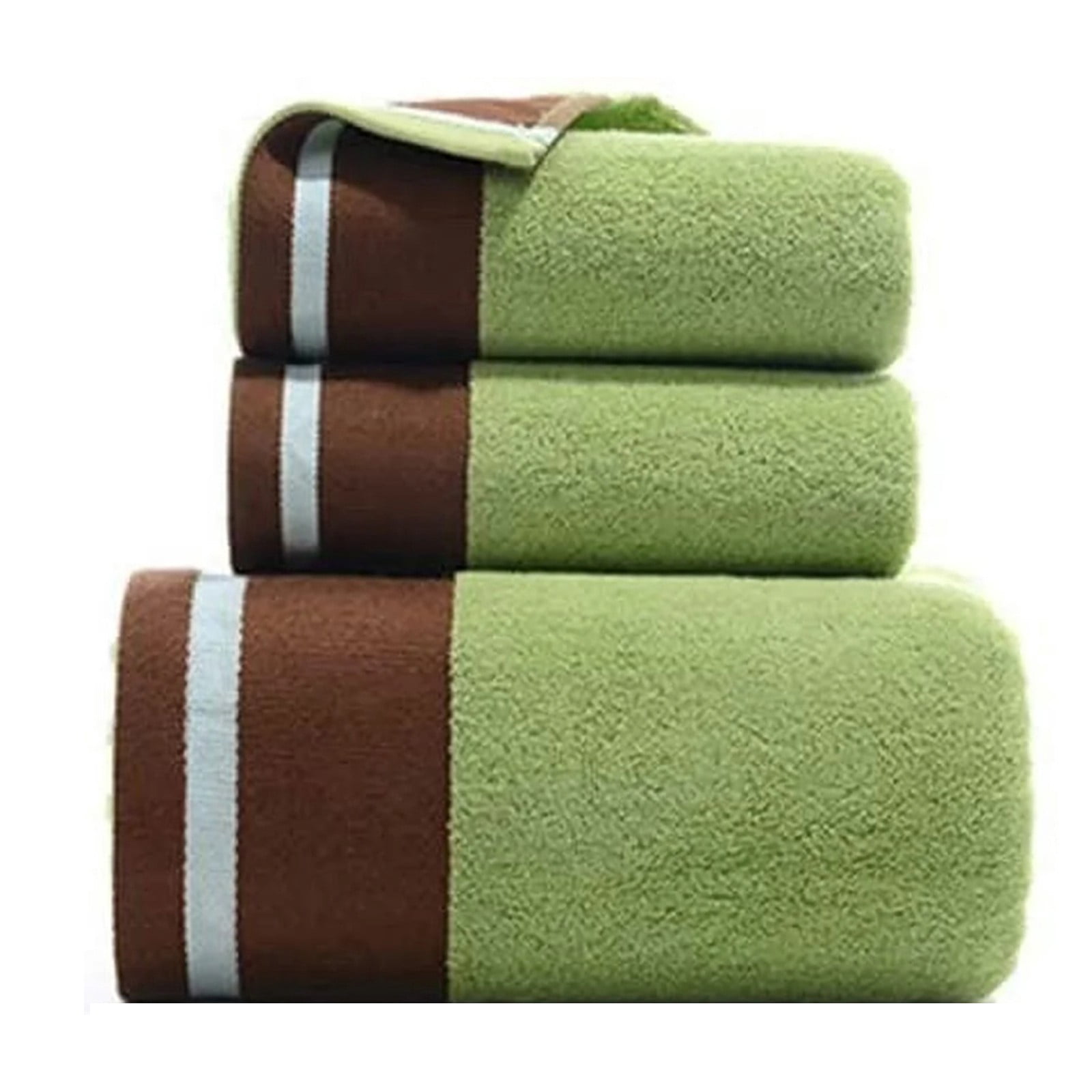 Woahu American Soft Linen Premium 3 Piece Towel Set,1 Bath Towel 1 Hand Towel 1 Washcloth,,600 Gsm 100% Cotton Turkish Towels for Bathroom, Green Towel Set