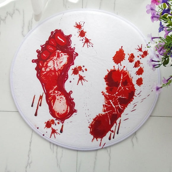 Woahu Halloween Bath Bloody Footprint,Operazone Printed Blood Footprint Prank Blood Rug Color Bath Mat,Non-Slip Rug Halloween Scare Your Friends for Shower/Bathroom Gag Gift,Doorway,Bathroom Rugs