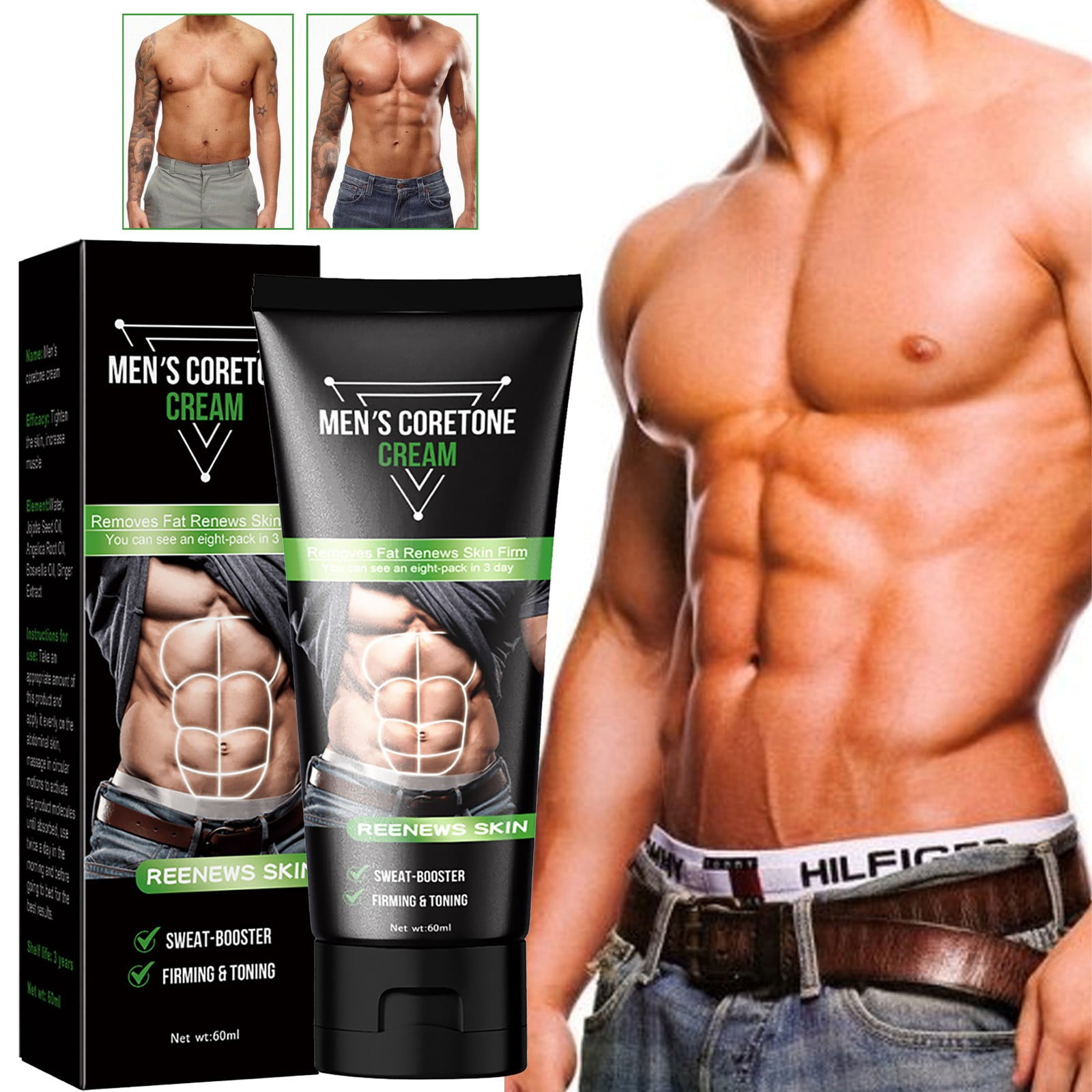 Woaiqiana Get Ripped Abs With Our Men's Coretone Creams Enhance Muscle