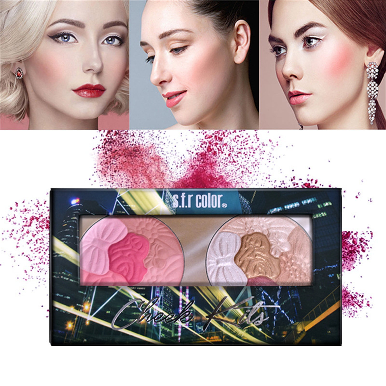 Woaiqiana Two Color Paper Baking Blushs Powder 5 Color Petal Rouge