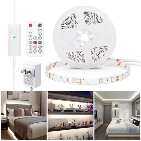 Wobane 16.4ft Cold White LED Strip Light with RF Remote Control for Kitchen and Bedroom