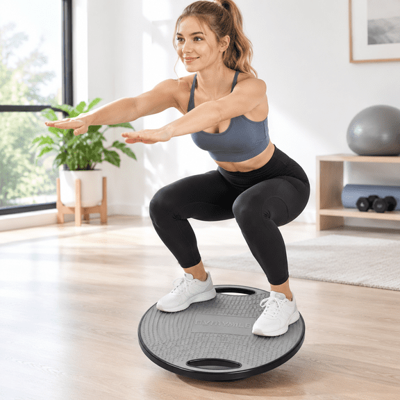 Wobble Balance Board, Gray, 16.85 x 16.69 x 4.09 Inches, 360 Rotation for Core