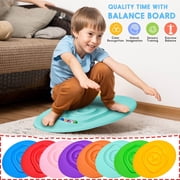 Wobble Balances Board,14.2*18.1in Kids Rocker Board with 3-5 Balls, Kids Balances Seesaw, Non-Slip Surfaces, for Home Kids Body Building Training Tool, Christmas Childrens GiftMint Green
