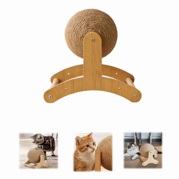Wobble Ball Cat Scratcher, Cat Scratching Ball on Stand, Interactive Cat Scratcher with 360° Rotating Sisal Ball, Cat Scratcher Board for Indoor, Protects Furniture & Rugs