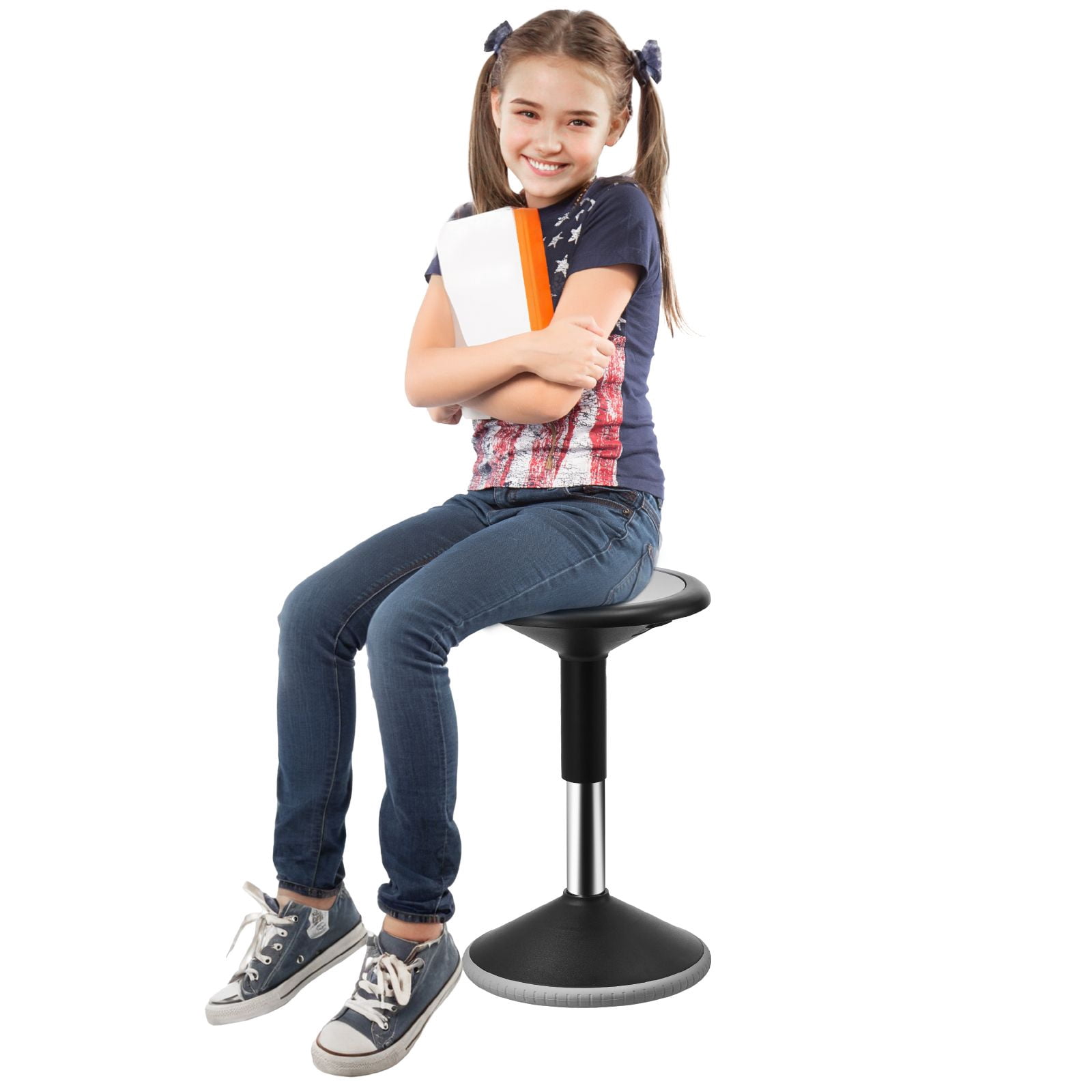 Wobble Chair with Adjustable Height, Active Flexible Seating Stool for Kids and Teens, 360° Swivel, Non-Slip Base, 15.7-21.7 in, for Classroom, Office, Home