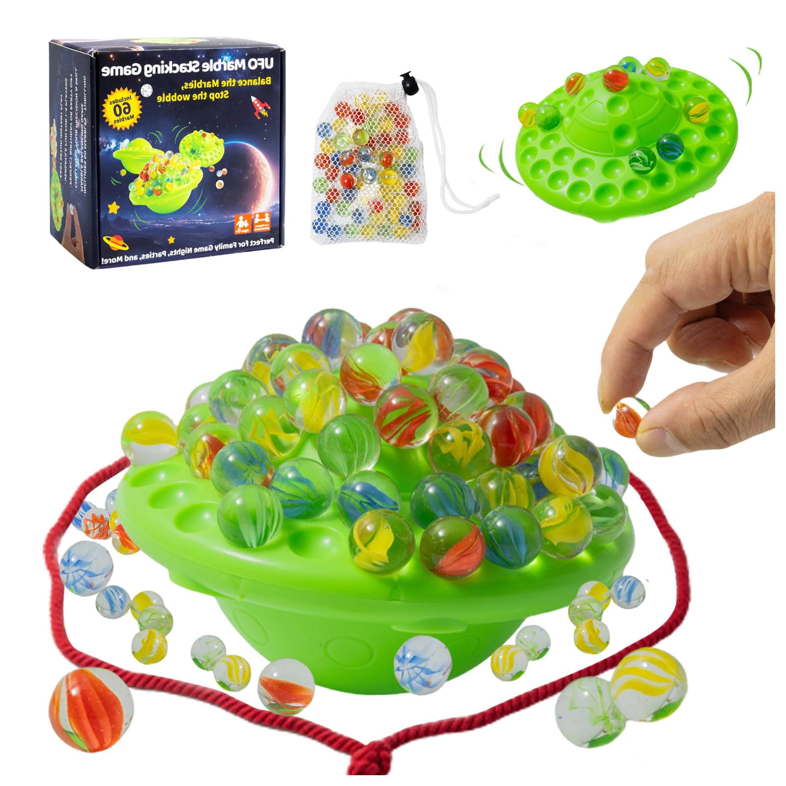 Balancing Stack Wobble Marble Stacking Game for Kids,Marble Balance Board Game with 60 ...