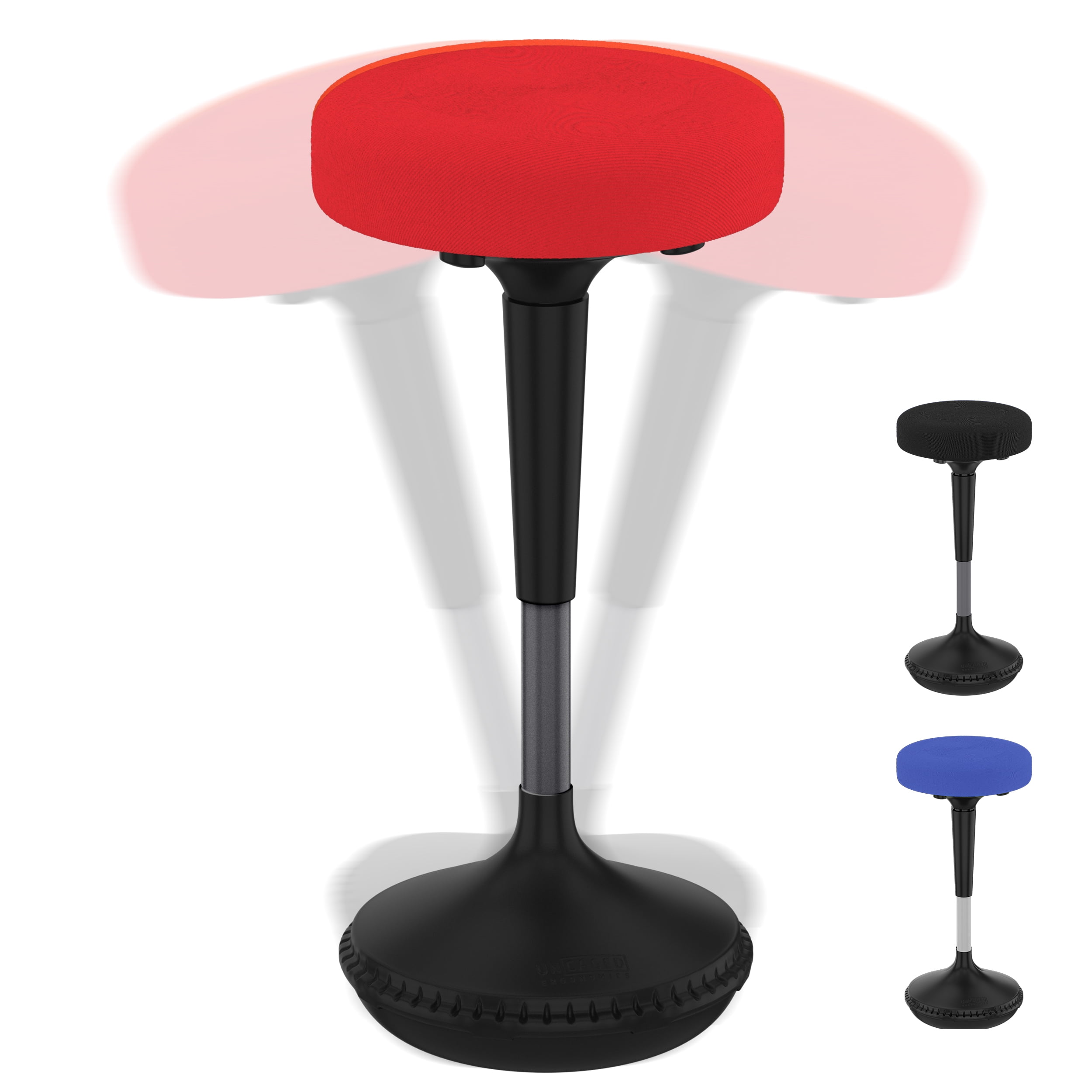 ErgoFlex Adjustable Red Wood & Metal Swivel Saddle Stool