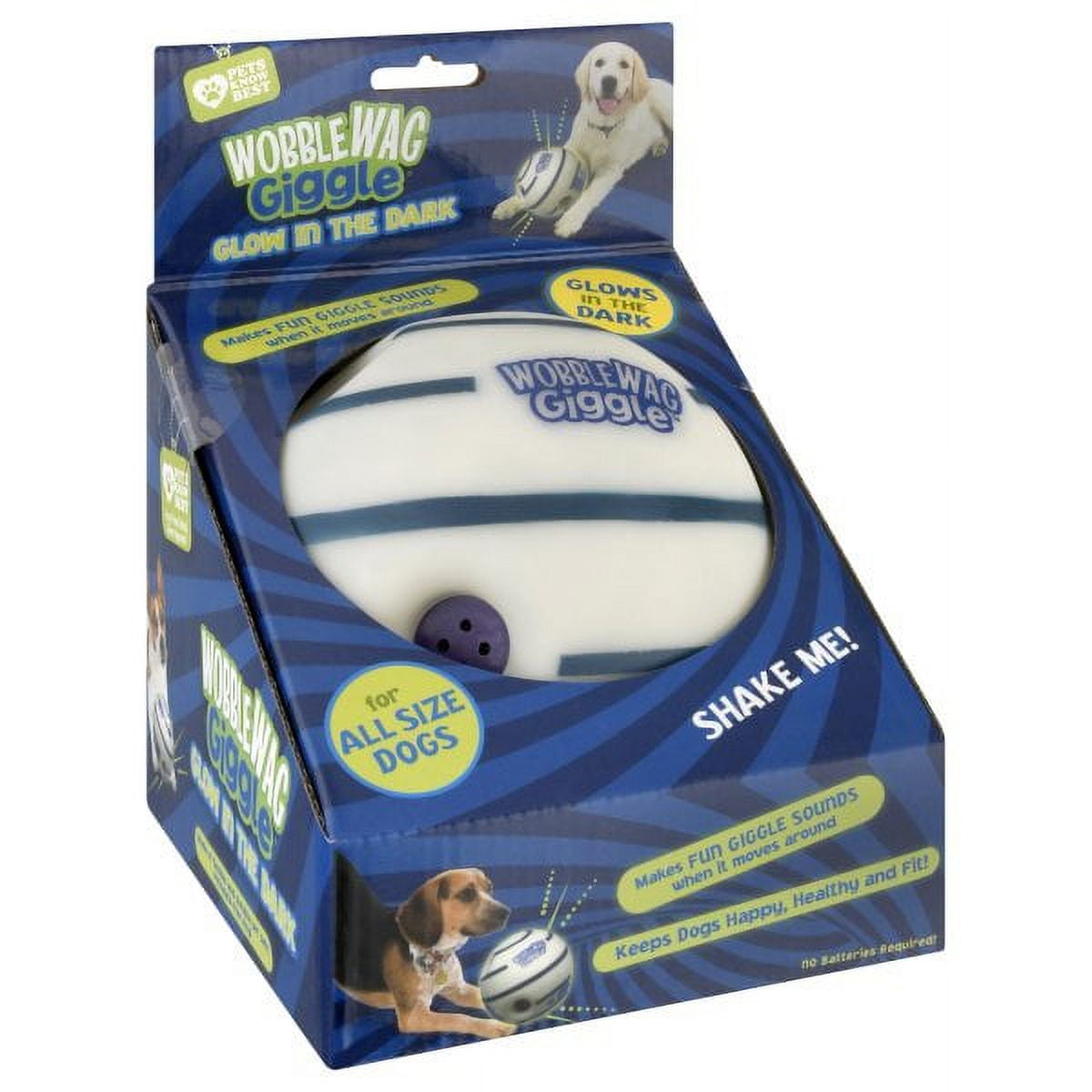 Wobble Wag Giggle Ball, Interactive Dog Toy, Fun Giggle Sounds When Rolled or Shaken, Pets Know Best, As Seen On TV Glow In The Dark