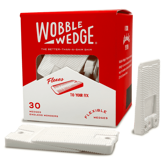 Wobble Wedge Flexible Plastic Leveling Shims, 30 Pack - 1.92" x 1.11" x 0.25"