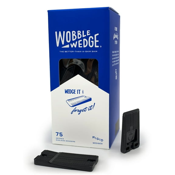 Wobble Wedge Rigid Plastic Shims, 75 Pack - Rectangle, Taper Design, 1.92" x 1.11" x 0.25"