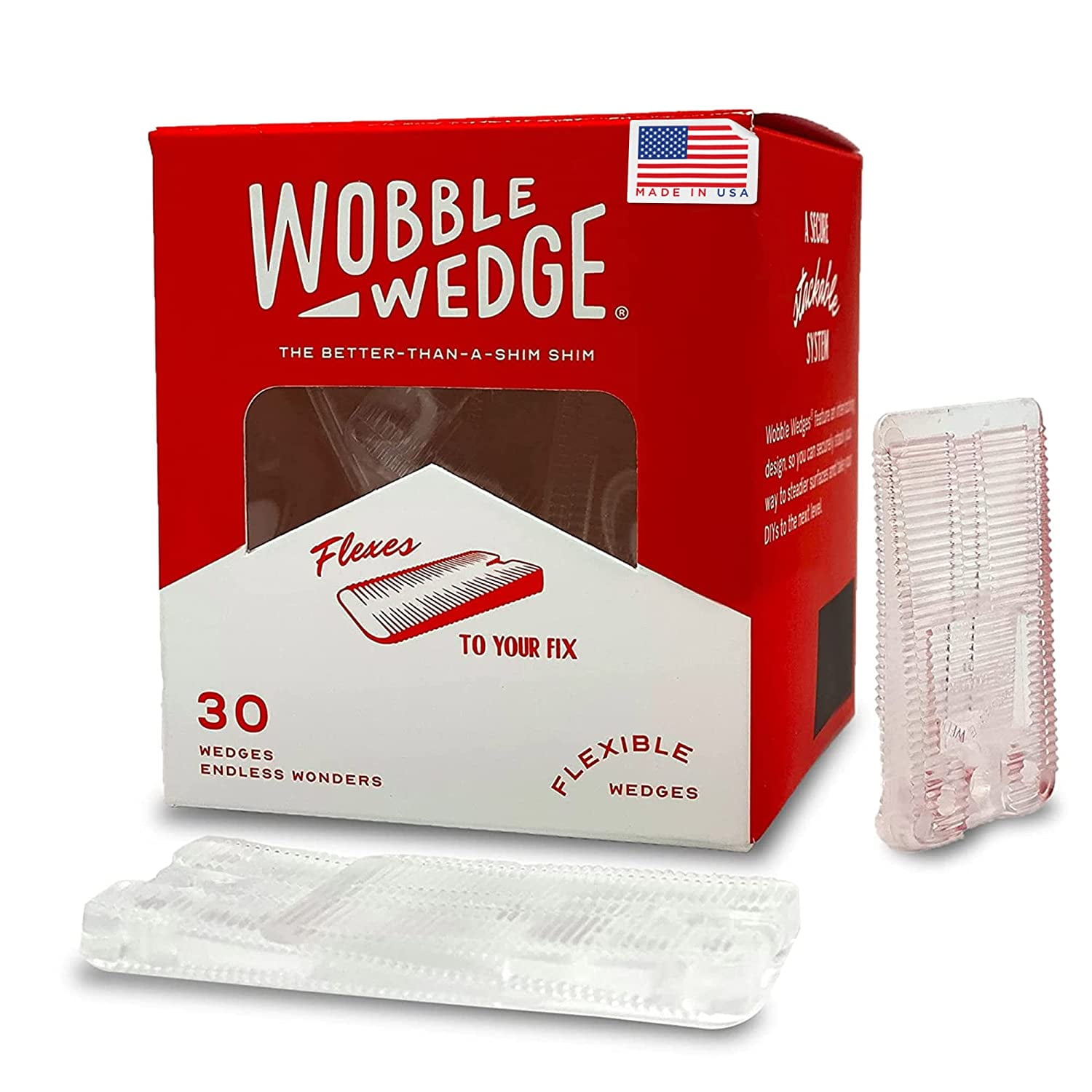 Wobble Wedges Flexible Plastic Shims 30 Pack MADE IN USA Multi