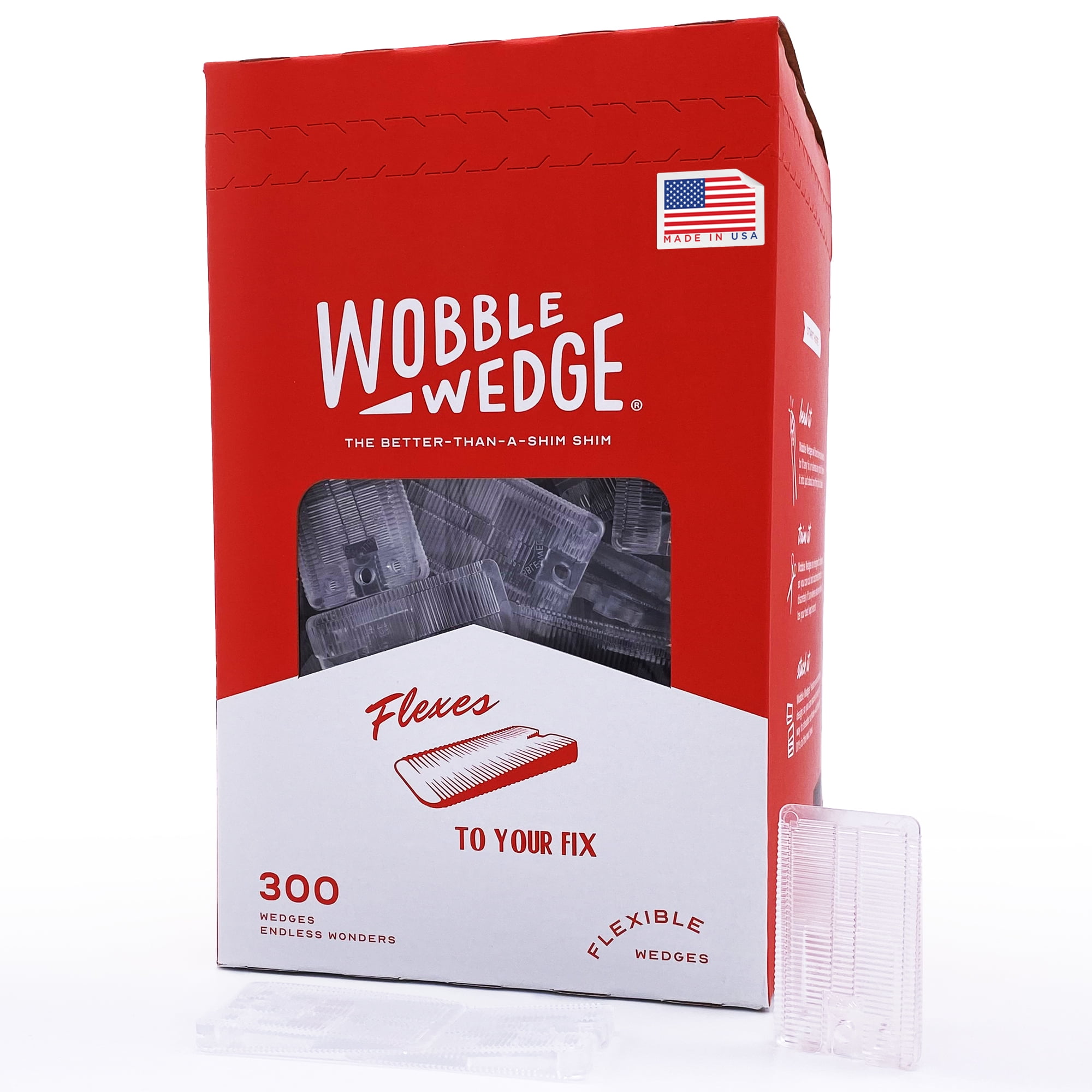 Wobble Wedges Flexible Plastic Shims, 300 Pack MultiPurpose Shim Wedges for Home Improvement