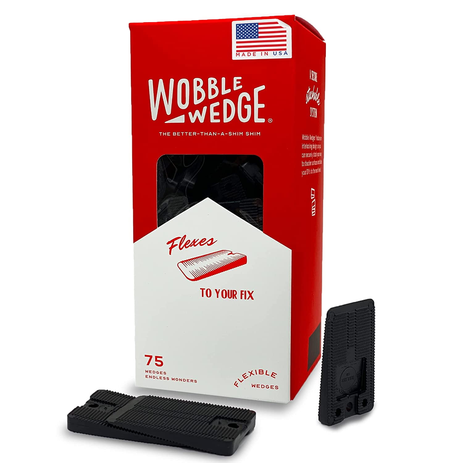 Wobble Wedges Flexible Plastic Shims 75 Pack MADE IN USA Multi