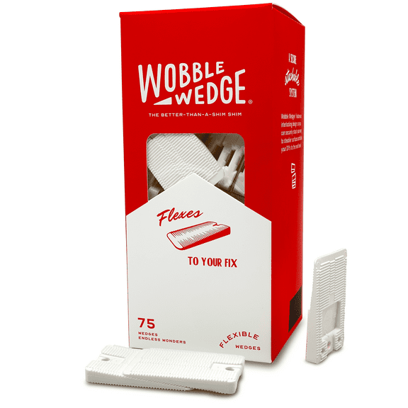 Wobble Wedges Flexible Plastic Shims, 75 Pack - Multi-Purpose Shim Wedges for Home Improvement and Work - Plastic Wedge, Table Shims, Toilet Shims, and Furniture Levelers - White Wedges, Leveling Feet