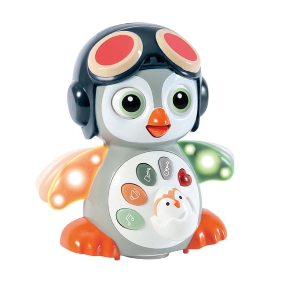 Wobbling Penguin Light Music Story Machine for Early Learning Metal ABS Construction with Visuals and Interactive Entertainment,13.97 cmx16.76 cm,White