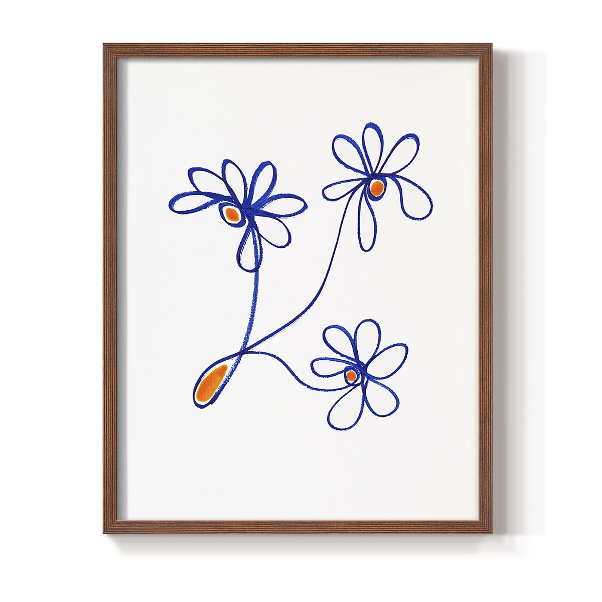 Wobbly Blooms III Framed Print - Solid Wood in Single Picture Frame Solid Wood 2 Framed Print