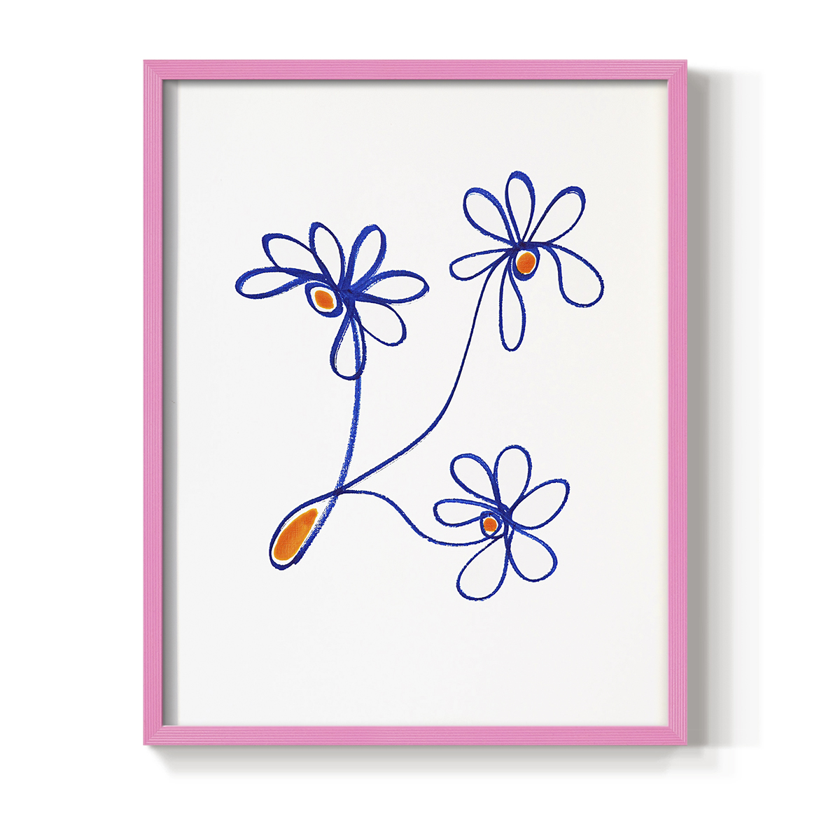 Wobbly Blooms III Framed Print - Solid Wood in Single Picture Frame Solid Wood 2 Framed Print