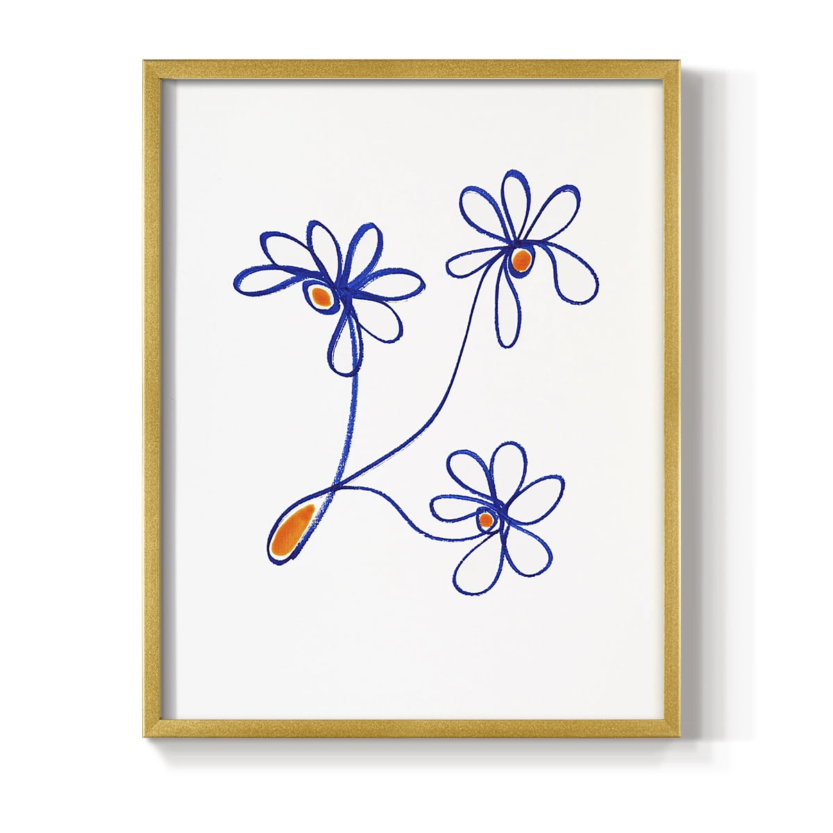 Wobbly Blooms III Framed Print - Solid Wood in Single Picture Frame Solid Wood 2 Framed Print