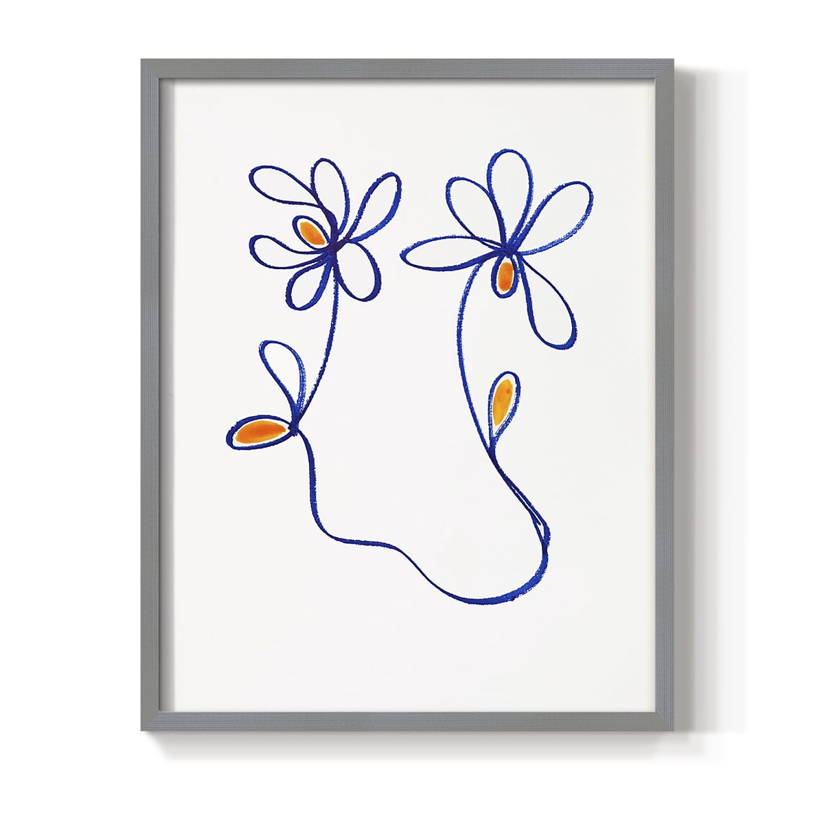 Wobbly Blooms IV Framed Print - Solid Wood in Single Picture Frame Solid Wood 2 Framed Print