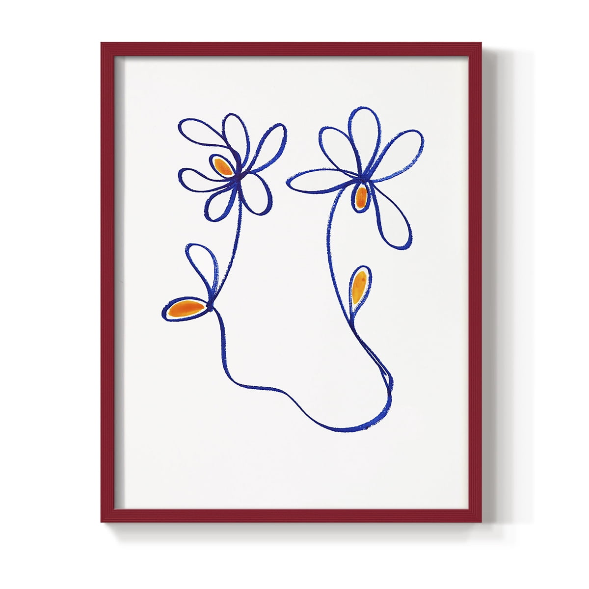 Wobbly Blooms IV Framed Print - Solid Wood in Single Picture Frame Solid Wood 2 Framed Print