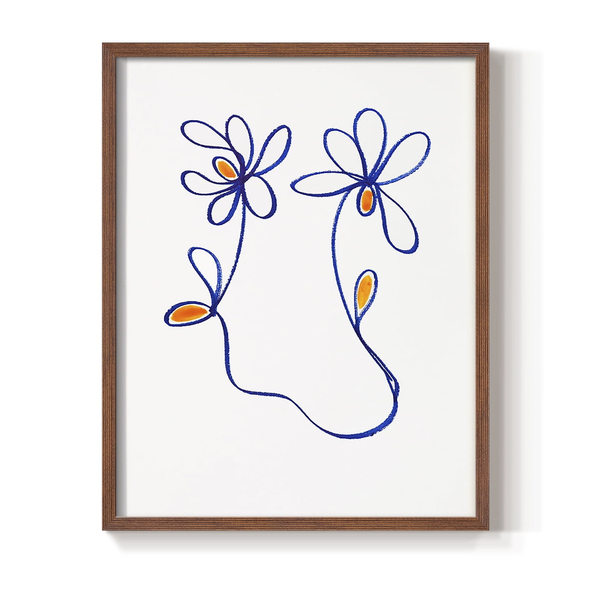 Wobbly Blooms IV Framed Print - Solid Wood in Single Picture Frame Solid Wood 2 Framed Print