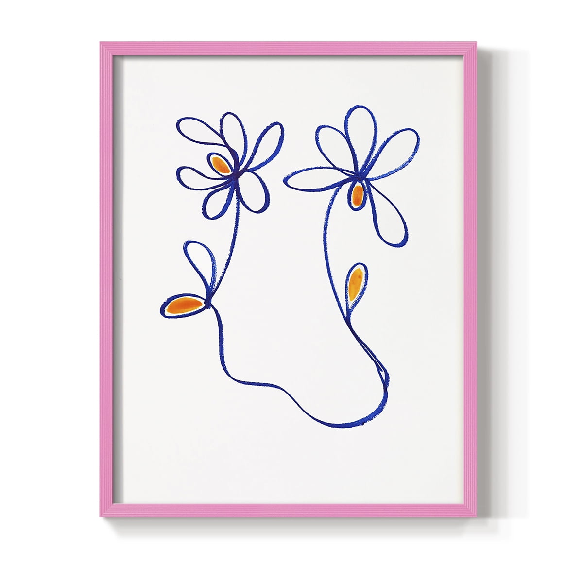 Wobbly Blooms IV Framed Print - Solid Wood in Single Picture Frame Solid Wood 2 Framed Print