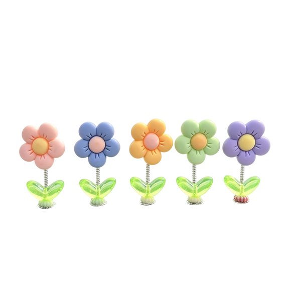 Wobbly Car Ornament Interior Figurine Head Flower 5PCS Cute Rocking Accessory for Vehicle Dashboard Decoration