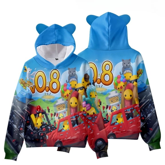 Wobbly Life 3D Figure Hooide Wobbly Life Cat's Ear Shaped Sweatshirt Fashionable Casual Youth Hooded Sweatshirts