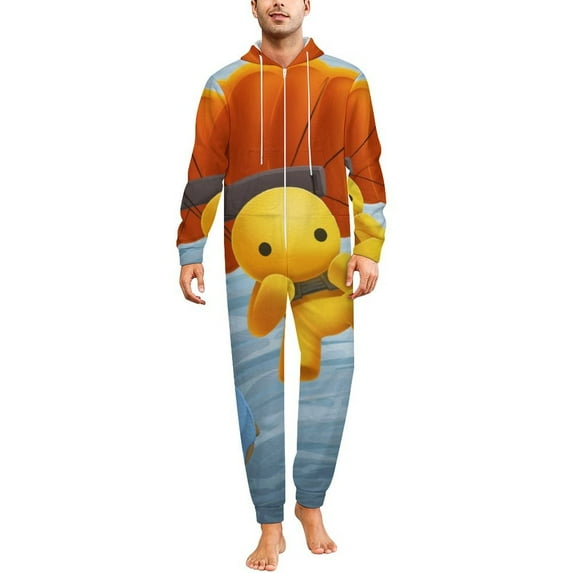 Wobbly Life Women Men Pajamas Zipper Onesie Jumpsuit Hooded One Piece Sleepwear