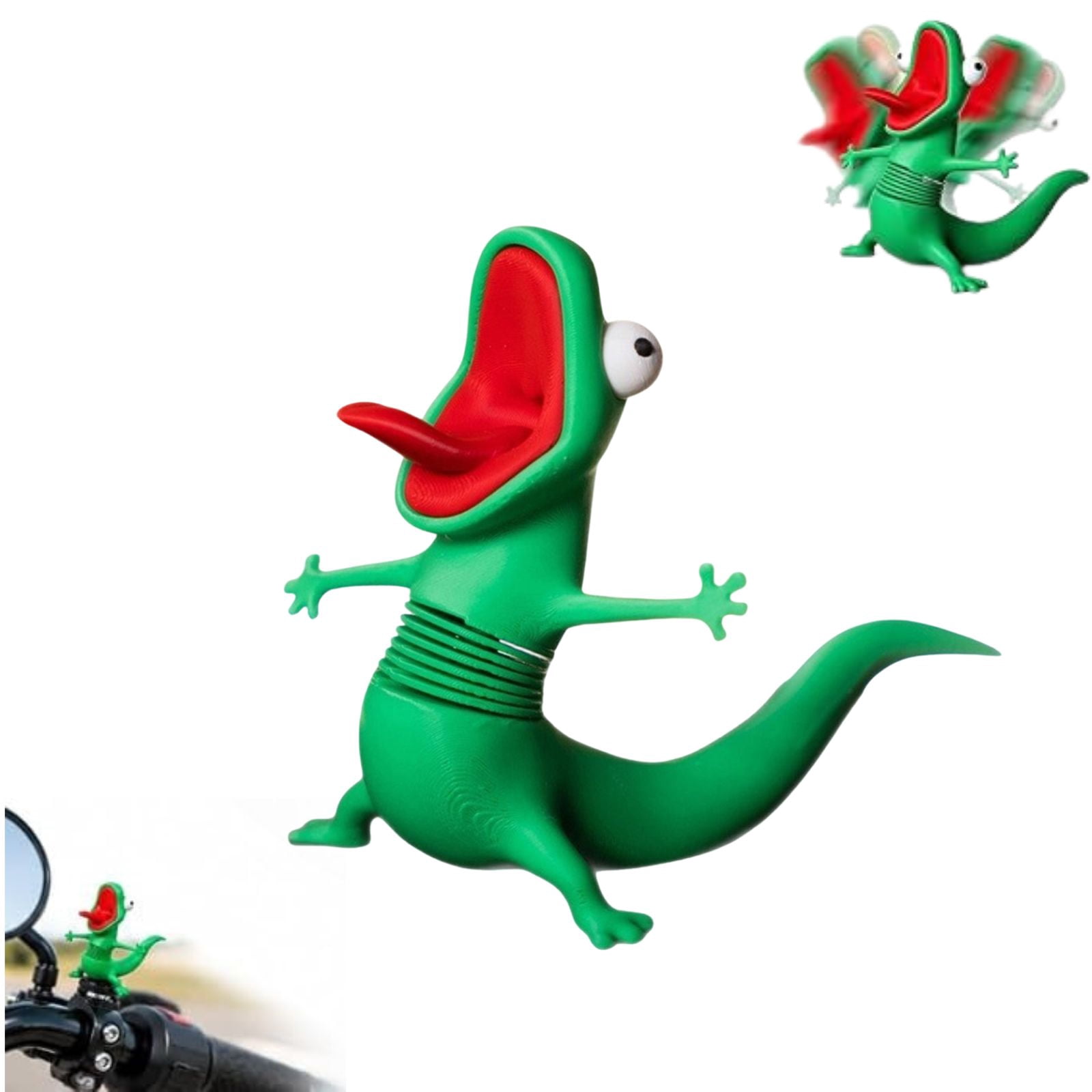 Wobbly Riding Buddy Funny Green Lizard Decor Adhesive Mounted Wobble ...