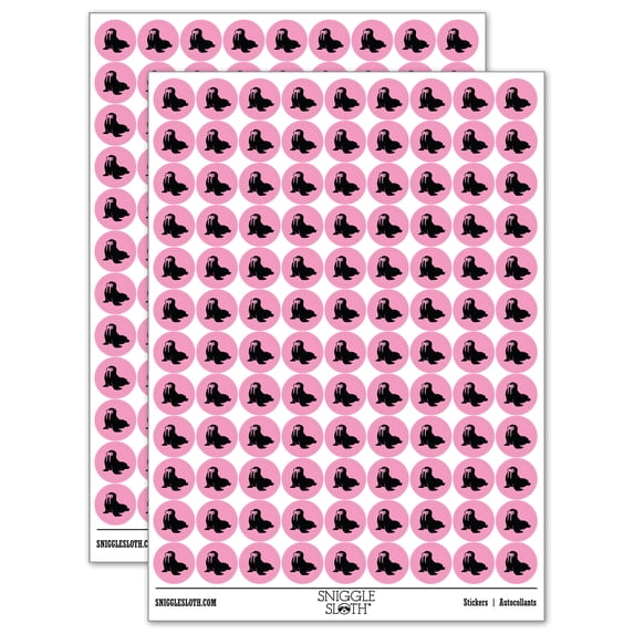 Wobbly Walrus 200+ Round Stickers - Light Pink - Matte Finish - 0.50" Size