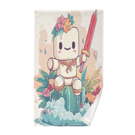 Wobogo A Cute Marshmallow Man Face Towel Soft Breathable Cotton Towel Set for Bathroom Kitchen Hotel Spa Gift Decor
