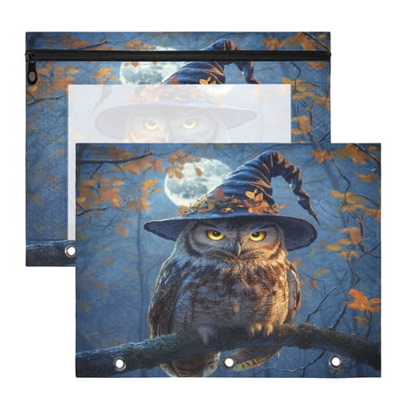 Wobogo A Wise Old Owl A4 Size Clear Polyester File Pocket Set of 2 Zipper Home Work Office Organizer