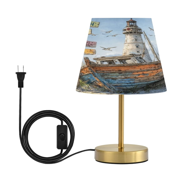 Wobogo Abandoned Vintage Boat Table Lamps Three-channel Adjustable Lighted Antique Brass Metal Base Simple Modern Style for Bedroom Nightstands Living Room and Office