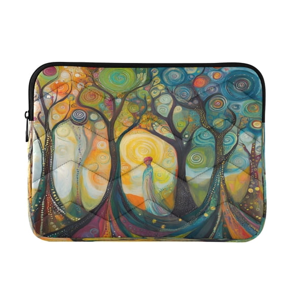 Wobogo Abstract Forest Laptop Sleeve 13.4 inch Lightweight Zipper Design Soft Padded Protection Against Scratches and Impacts