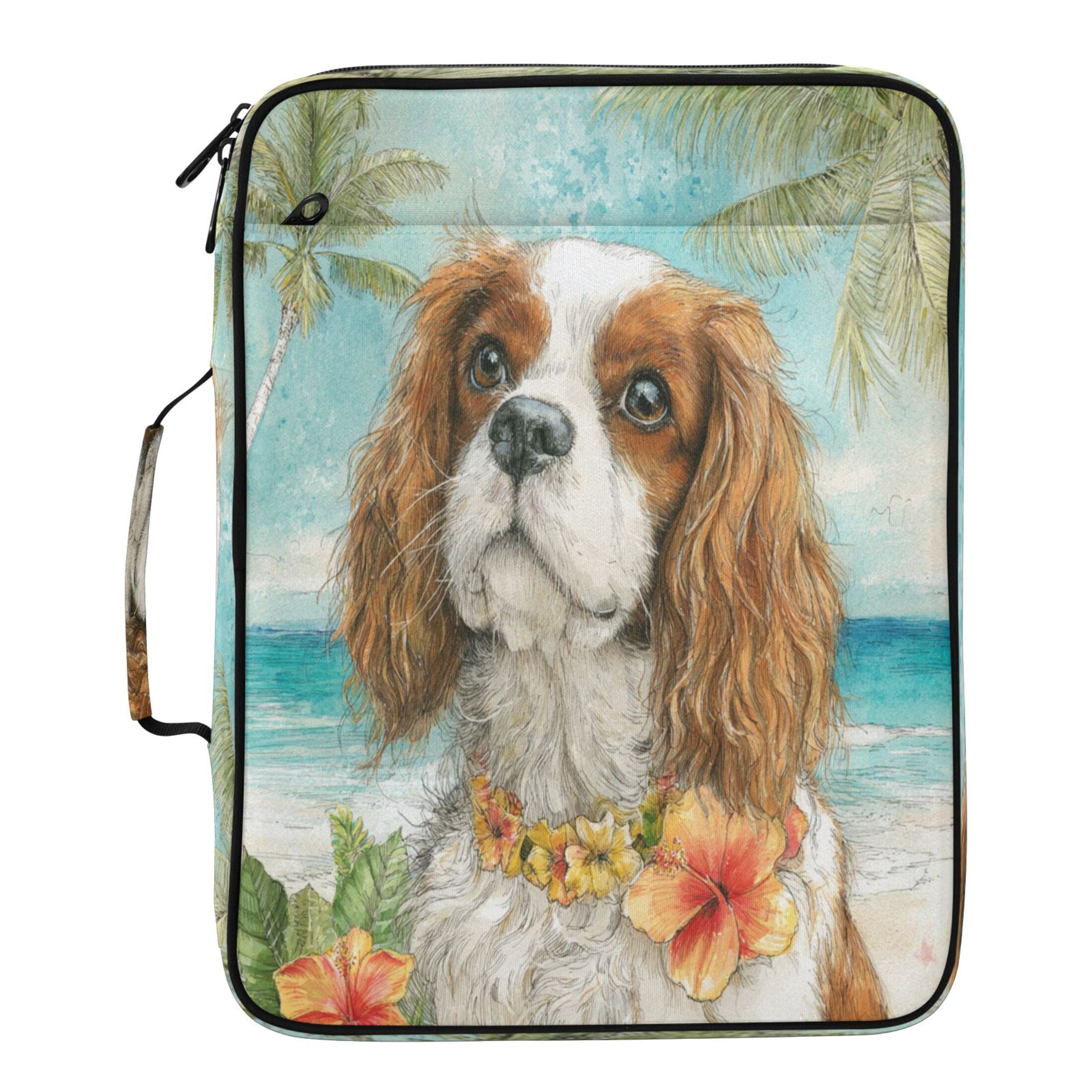 Wobogo Accordion File Folder with Zipper Expanding File Organizer 7 Pockets A4 Binder Case Nylon,Cavalier King Charles Spaniel Dog