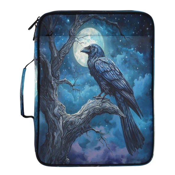 Wobogo Accordion File Folder with Zipper Expanding File Organizer 7 Pockets A4 Binder Case Nylon,Dead Trees Dark Crows