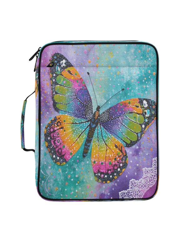 Wobogo Accordion File Folder with Zipper Expanding File Organizer 7 Pockets A4 Binder Case Nylon,Monarch Butterfly