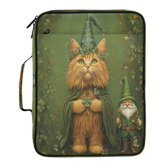 Wobogo Accordion File Folder with Zipper Expanding File Organizer 7 Pockets A4 Binder Case Nylon,Orange Cat and Dwarf