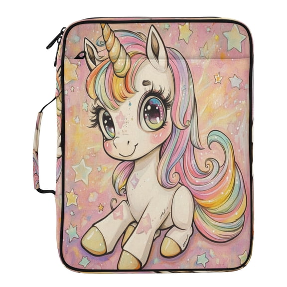 Wobogo Accordion File Folder with Zipper Expanding File Organizer 7 Pockets A4 Binder Case Nylon,Pretty Unicorns