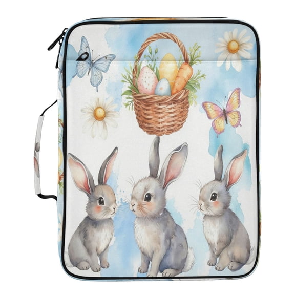 Wobogo Accordion File Folder with Zipper Expanding File Organizer 7 Pockets A4 Binder Case Nylon,Spring Bunny Lamb