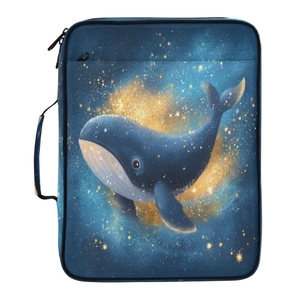 Wobogo Accordion File Folder with Zipper Expanding File Organizer 7 Pockets A4 Binder Case Nylon,Starry Whale