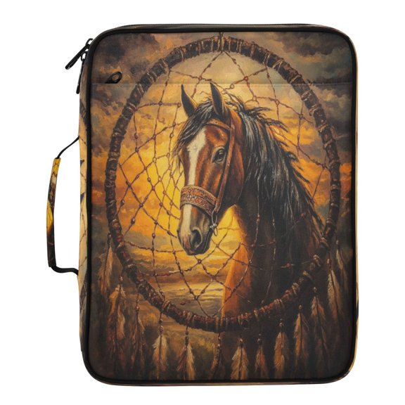Wobogo Accordion File Folder with Zipper Expanding File Organizer 7 Pockets A4 Binder Case Nylon,The Sunset Stallion